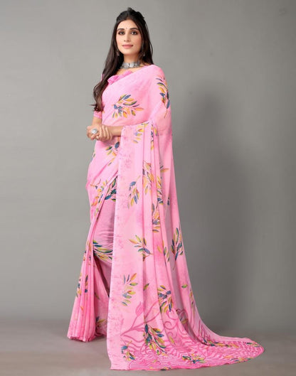 Light Pink And Multicolored Georgette Saree | Sudathi