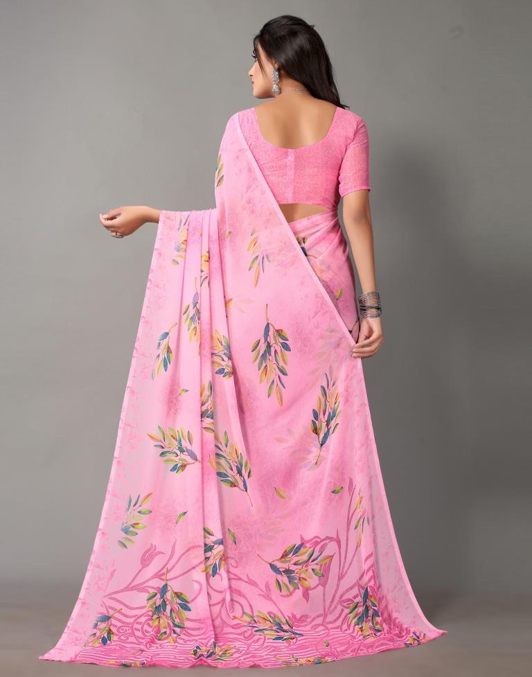Light Pink And Multicolored Georgette Saree | Sudathi