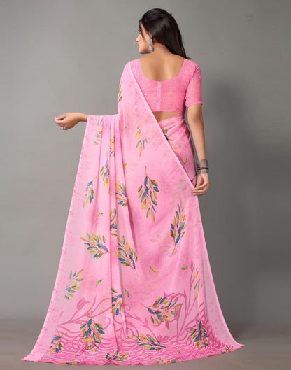 Light Pink And Multicolored Georgette Saree | Sudathi