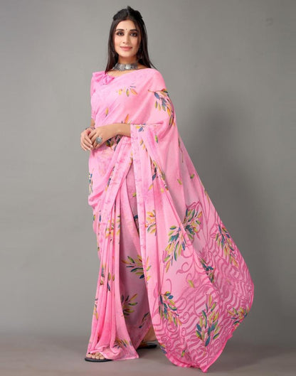 Light Pink And Multicolored Georgette Saree | Sudathi