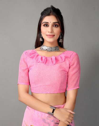 Light Pink And Multicolored Georgette Saree | Sudathi