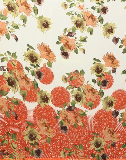 Cream Printed Georgette Saree