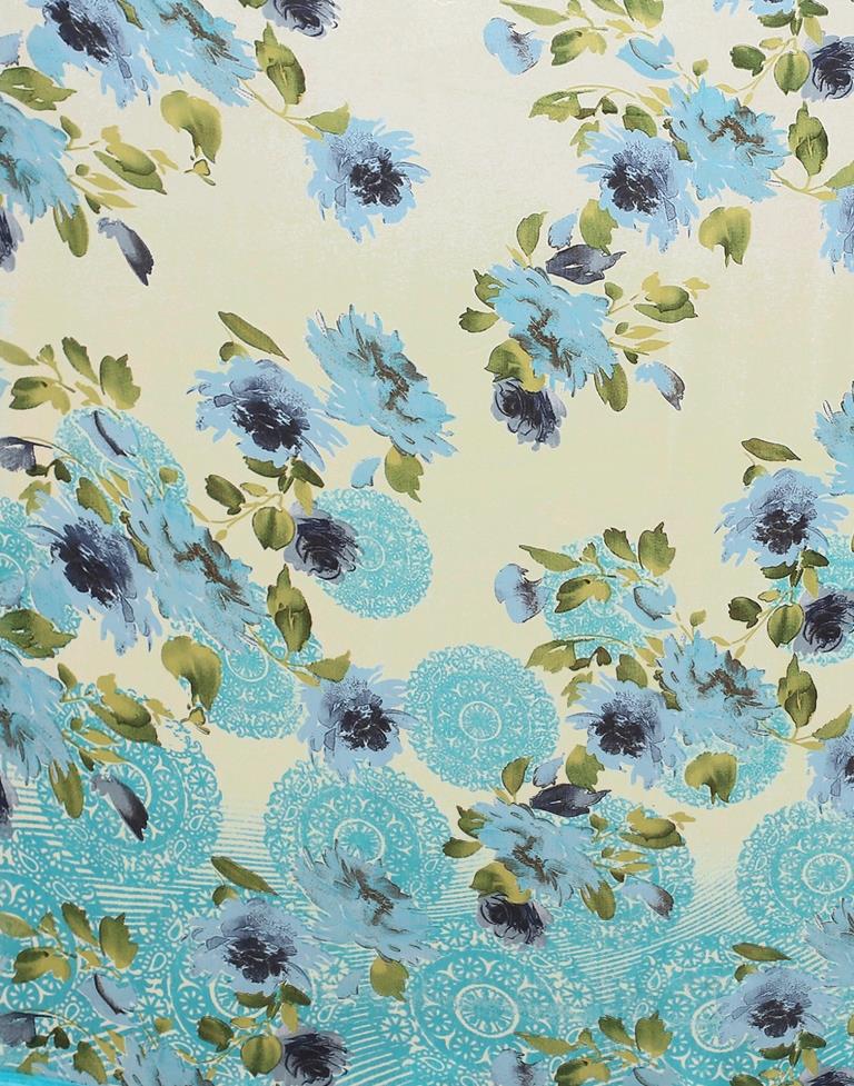 Cream Printed Georgette Saree