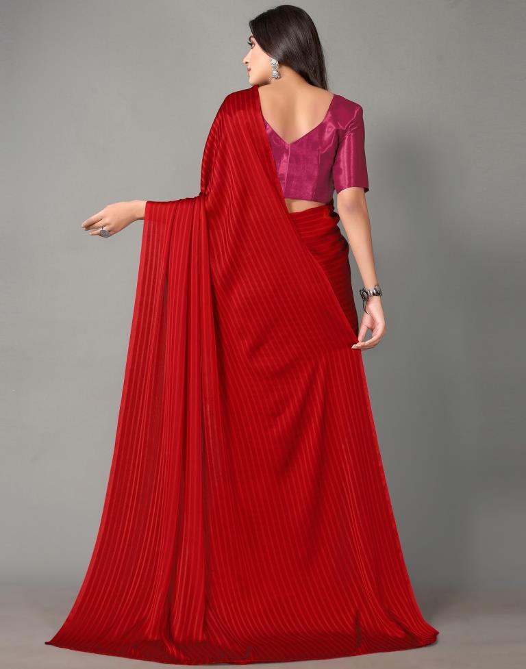 Red And Maroon Chiffon Saree | Sudathi