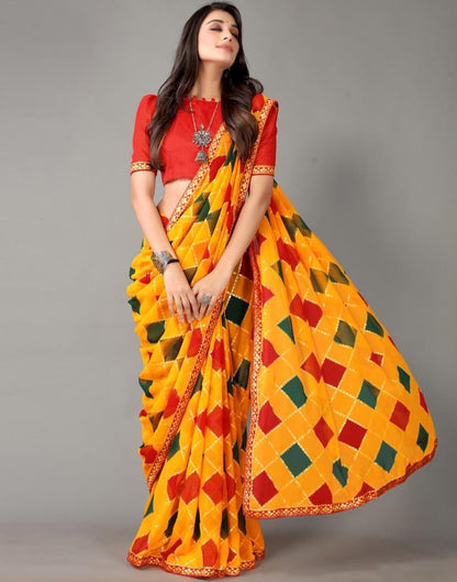 Turmeric Yellow And Multicolored Georgette Saree | Sudathi