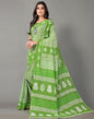 Parrot Green Printed Cotton Saree