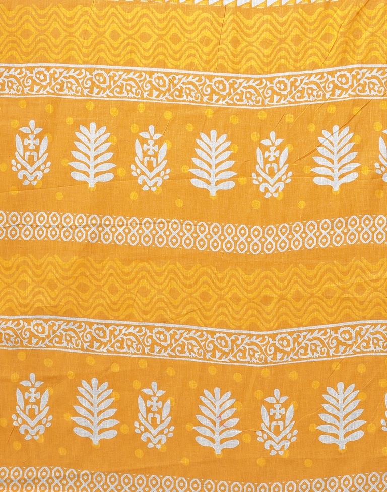 Turmeric Yellow And White Cotton Saree | Sudathi