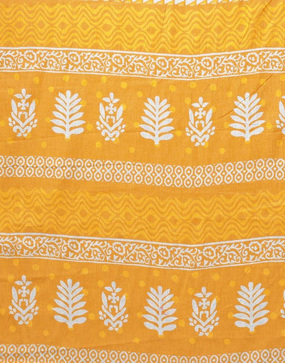 Turmeric Yellow And White Cotton Saree | Sudathi