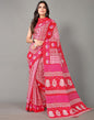 Cherry Red And Pink And White Cotton Saree | Sudathi