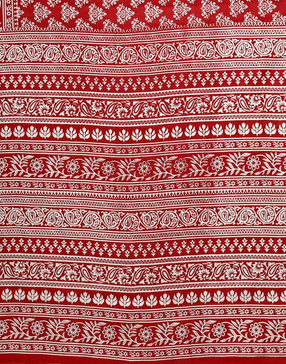 Maroon And White Cotton Saree | Sudathi