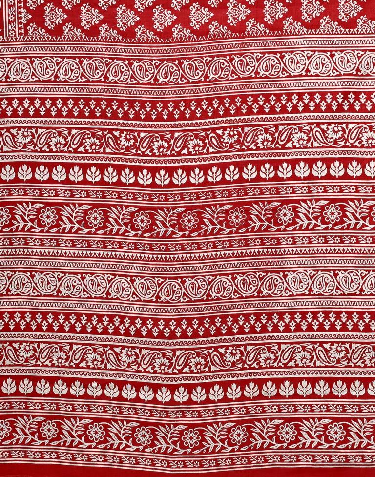 Maroon And White Cotton Saree | Sudathi