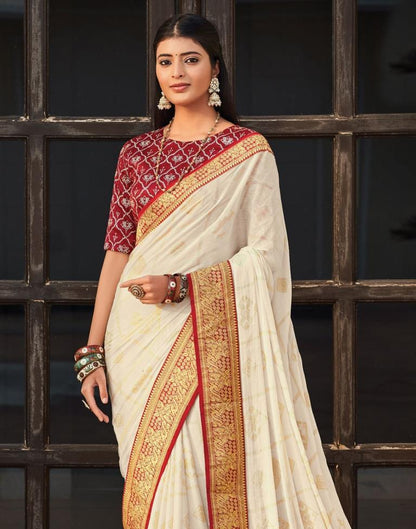 Off White Chiffon Saree | Sudathi