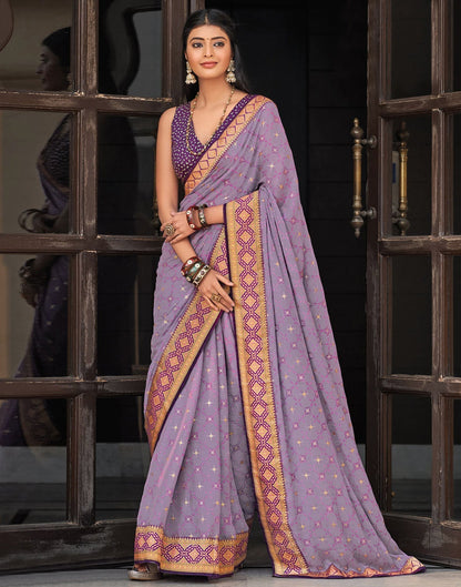 Lavender Chiffon Saree | Sudathi