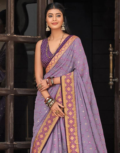 Lavender Chiffon Saree | Sudathi
