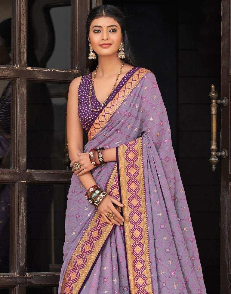 Lavender Chiffon Saree | Sudathi