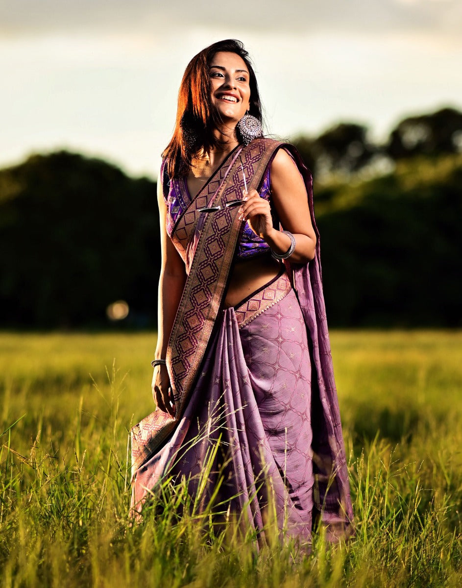Lavender Chiffon Saree | Sudathi