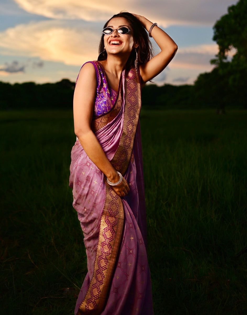 Lavender Chiffon Saree | Sudathi