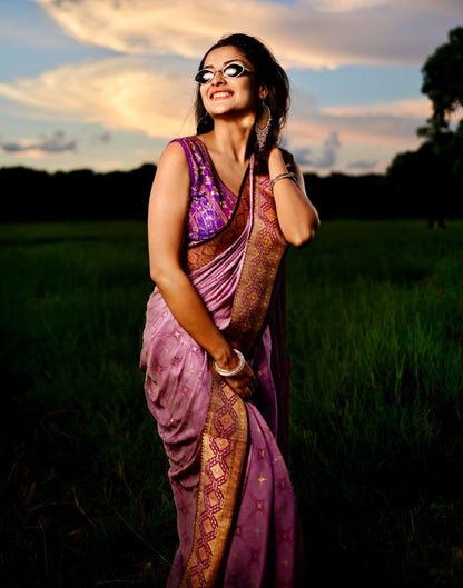 Lavender Chiffon Saree | Sudathi