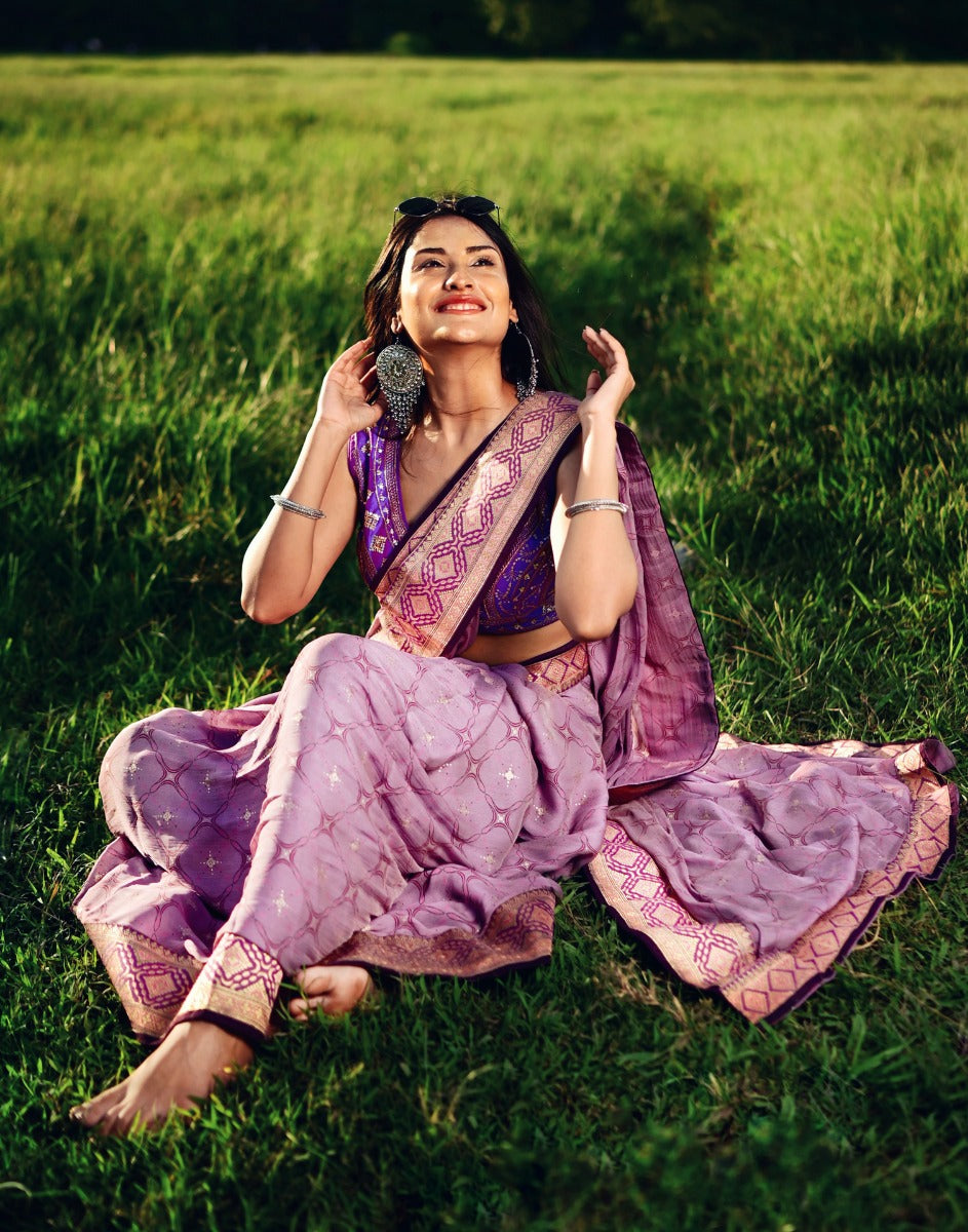 Lavender Chiffon Saree | Sudathi