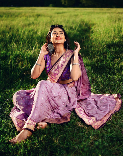 Lavender Chiffon Saree | Sudathi