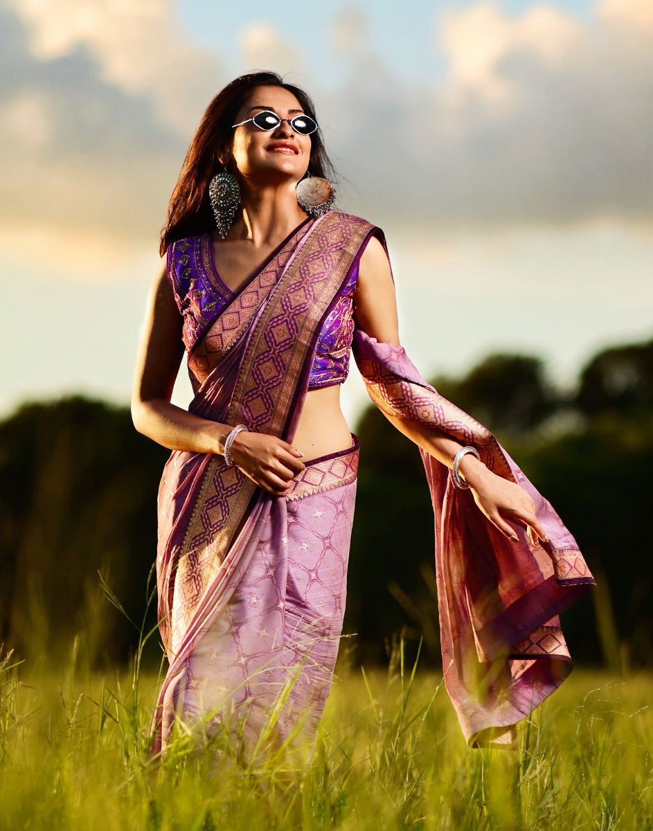 Lavender Chiffon Saree | Sudathi