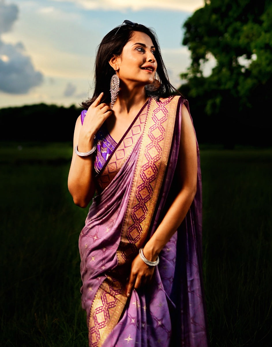 Lavender Chiffon Saree | Sudathi