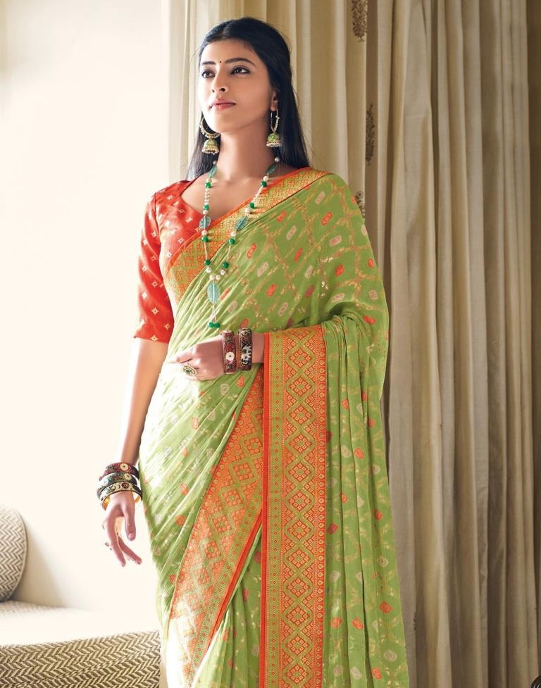 Pista Green Chiffon Saree | Sudathi