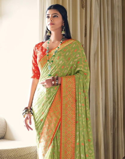 Pista Green Chiffon Saree | Sudathi