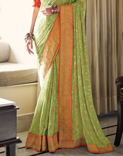 Pista Green Chiffon Saree | Sudathi