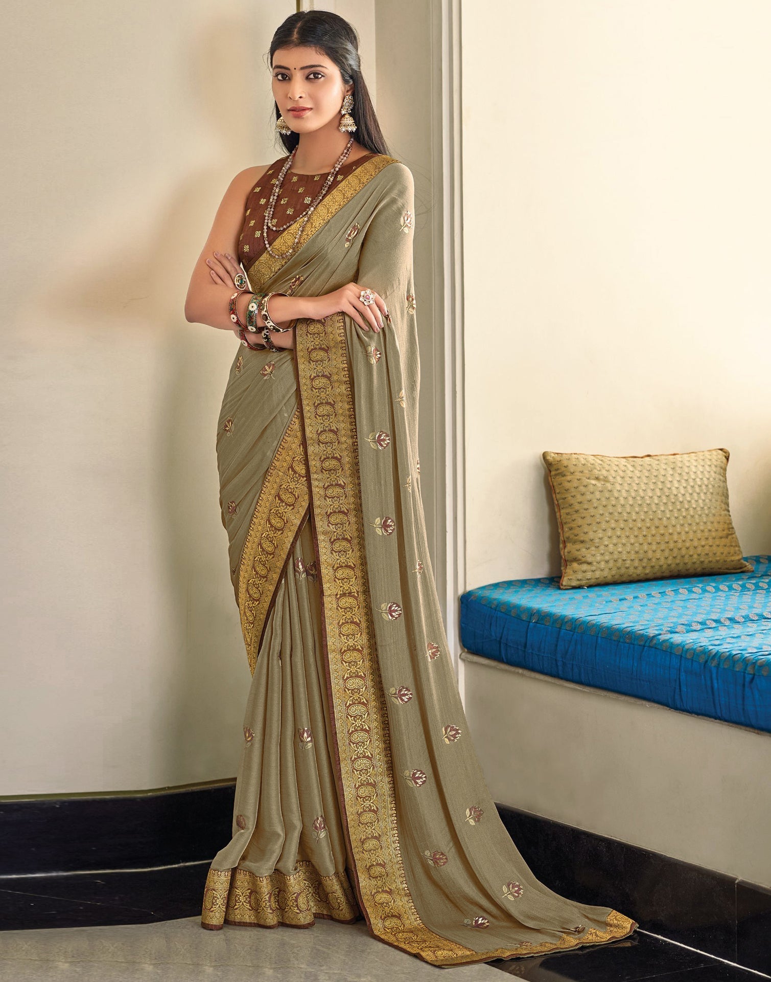 Light Brown Chiffon Saree | Sudathi