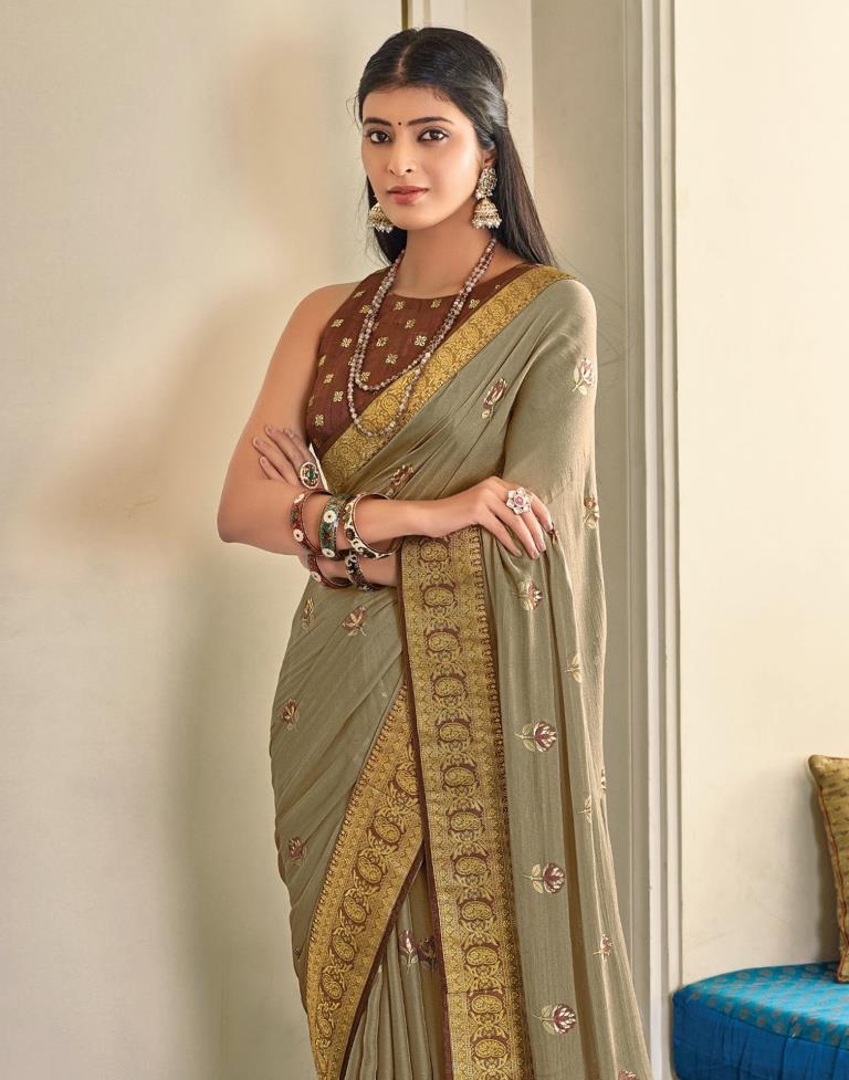 Light Brown Chiffon Saree | Sudathi