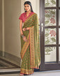 Olive Green Chiffon Saree | Sudathi