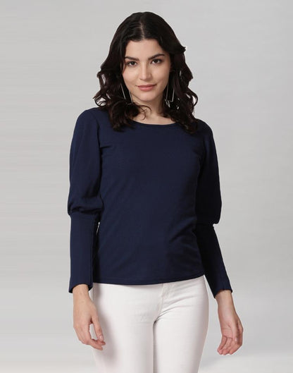 Blue Coloured Lycra Knitted Top | Sudathi