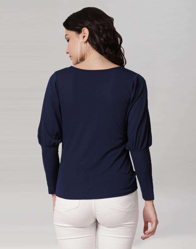 Blue Coloured Lycra Knitted Top | Sudathi