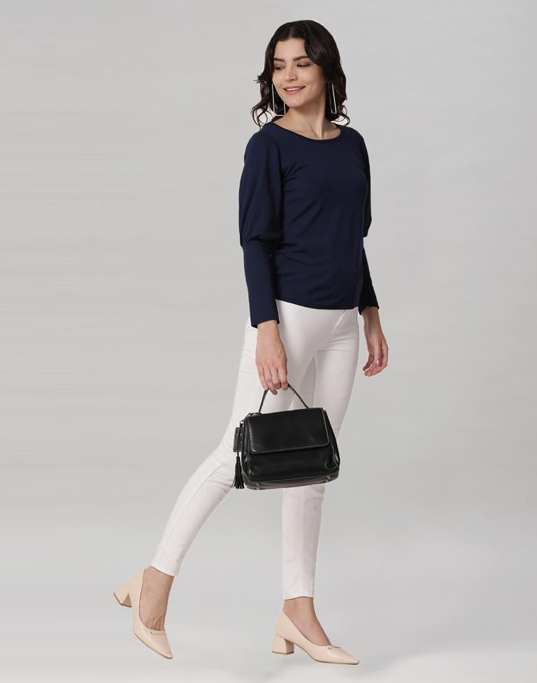 Blue Coloured Lycra Knitted Top | Sudathi