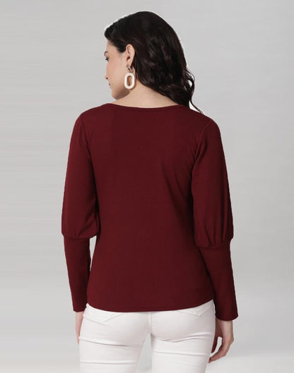 Maroon Coloured Lycra Knitted Top | Sudathi