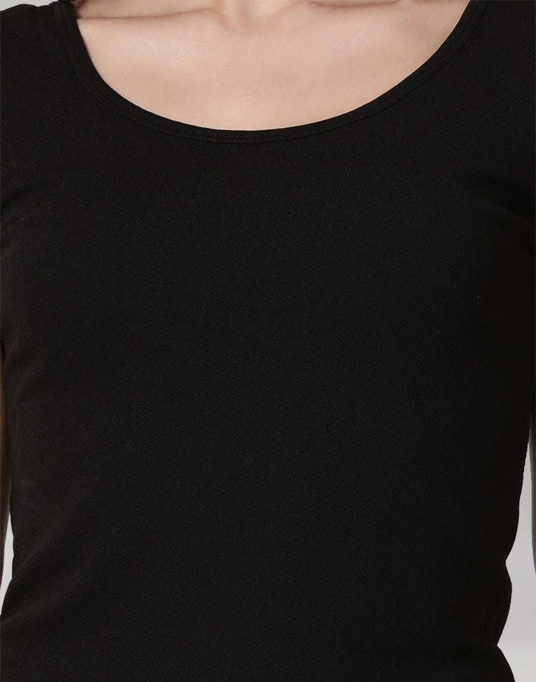 Black Coloured Lycra Knitted Top | Leemboodi