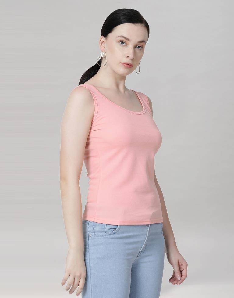 Peach Coloured Lycra Knitted Top | Sudathi