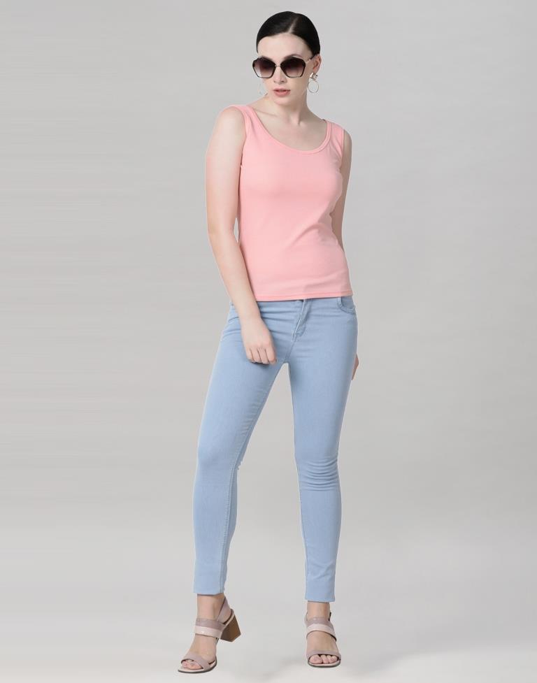 Peach Coloured Lycra Knitted Top | Sudathi