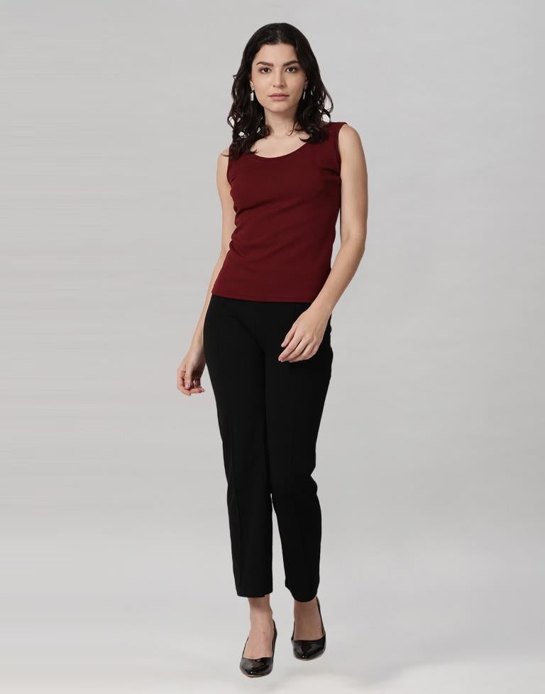 Maroon Coloured Lycra Knitted Top | Sudathi