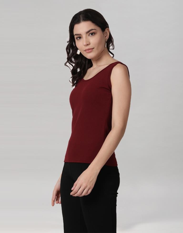 Maroon Coloured Lycra Knitted Top | Sudathi