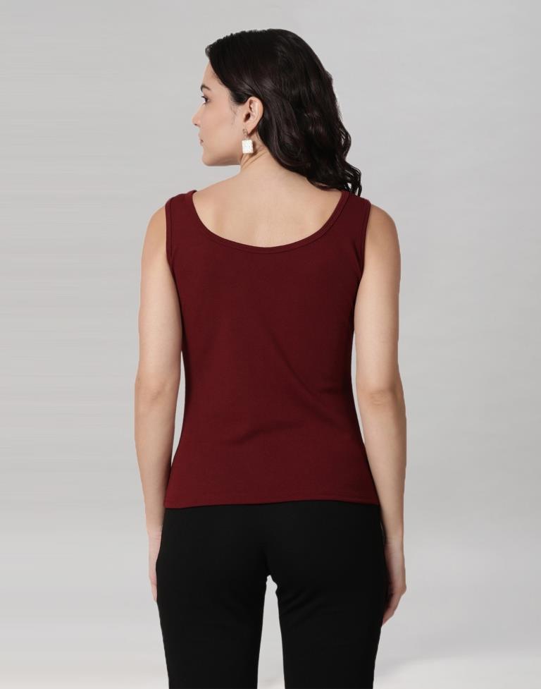 Maroon Coloured Lycra Knitted Top | Sudathi