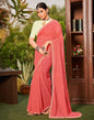 Coral Pink Georgette Saree | Sudathi