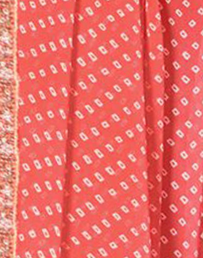 Coral Pink Georgette Saree | Sudathi