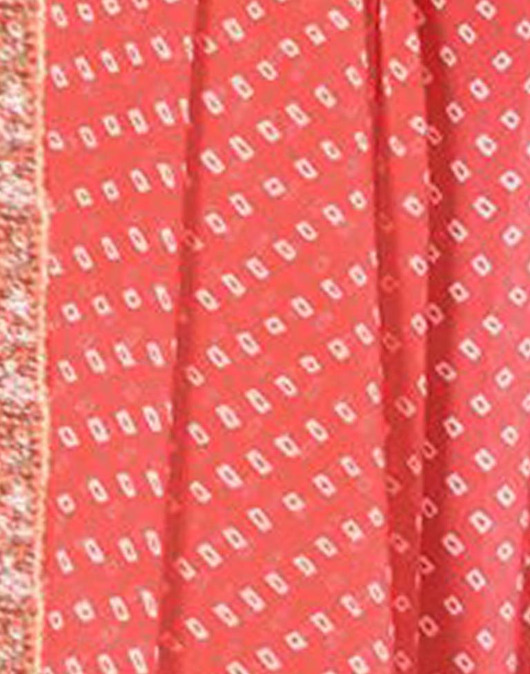 Coral Pink Georgette Saree | Sudathi