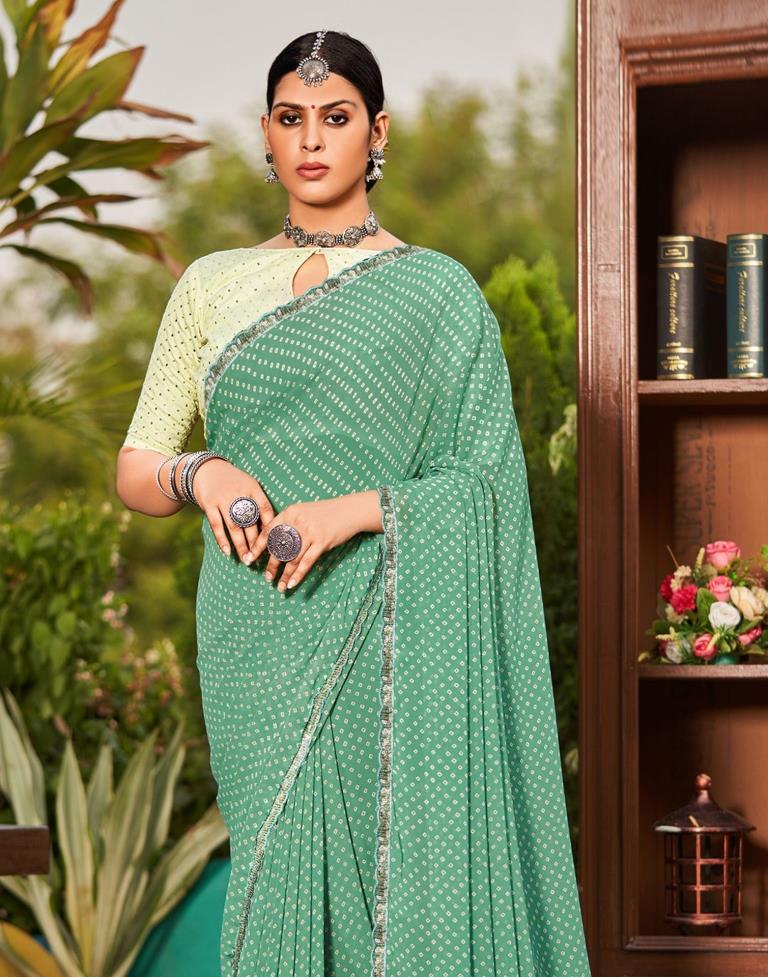 Mint Green Bandhani Saree | Sudathi