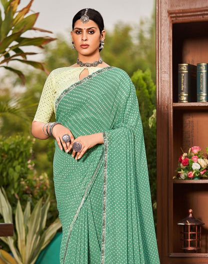 Mint Green Bandhani Saree | Sudathi
