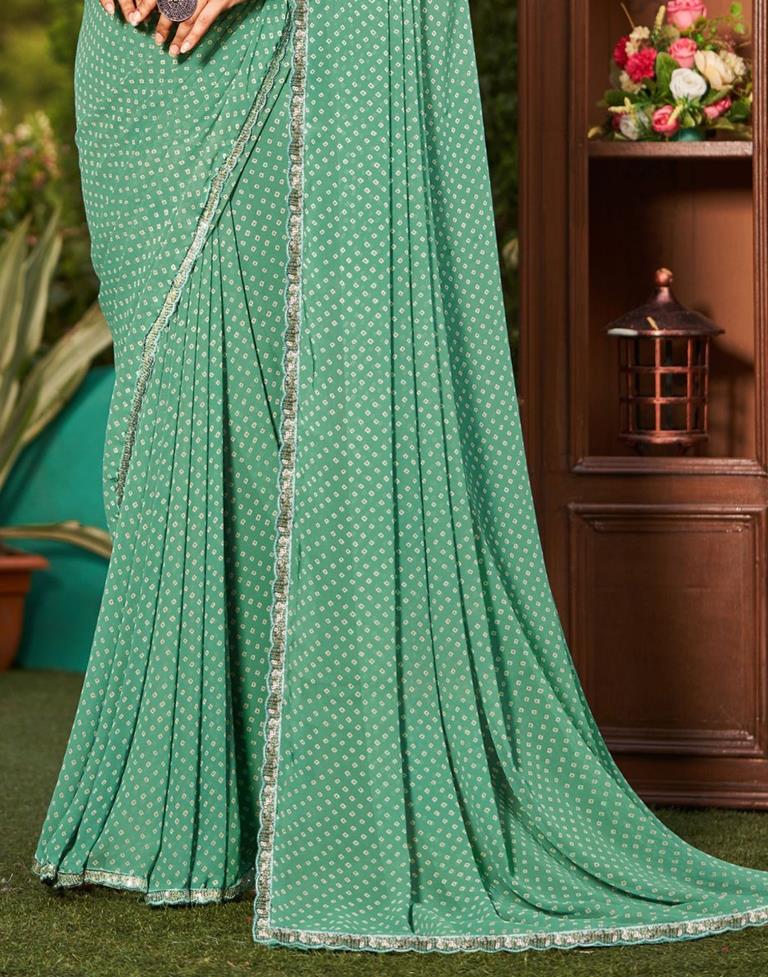 Mint Green Bandhani Saree | Sudathi