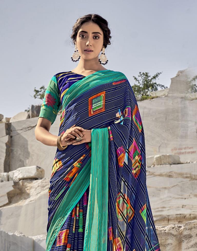 Blue Georgette Saree | Sudathi