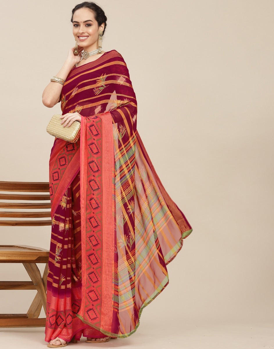 Maroon Georgette Saree | Sudathi